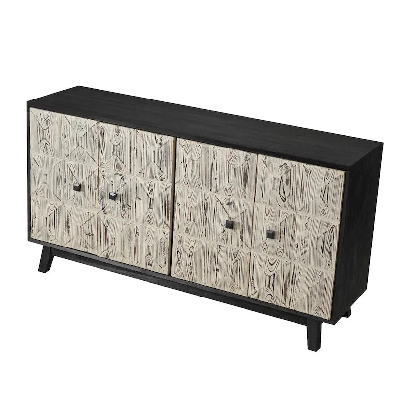 Aparador vintage de 4 puertas de 59,84 pulgadas, mueble aparador independiente