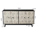 Aparador vintage de 4 puertas de 59,84 pulgadas, mueble aparador independiente