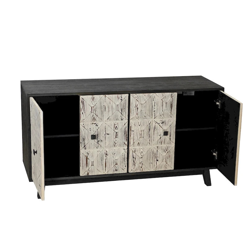 Aparador vintage de 4 puertas de 59,84 pulgadas, mueble aparador independiente