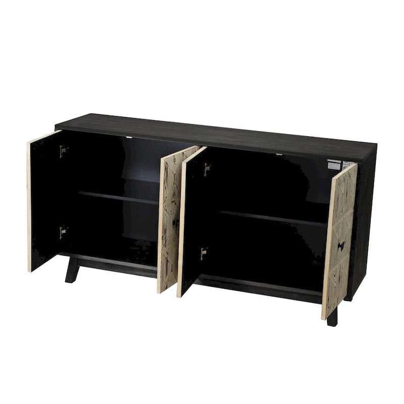 Aparador vintage de 4 puertas de 59,84 pulgadas, mueble aparador independiente
