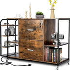 Archivador móvil de 2 cajones con toma de corriente - 15.75D x 43.31W x 29.53H