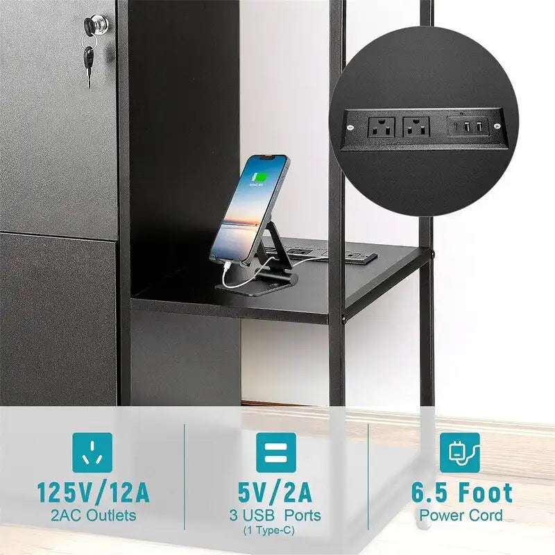 Archivador móvil de 2 cajones con toma de corriente - 15.75D x 43.31W x 29.53H