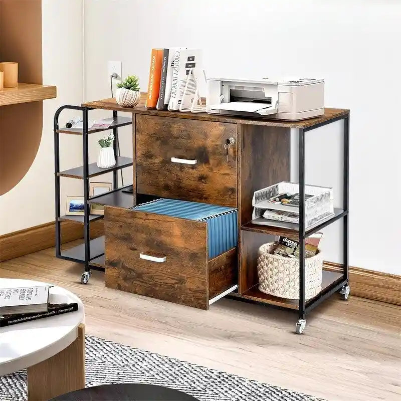 Archivador móvil de 2 cajones con toma de corriente - 15.75D x 43.31W x 29.53H