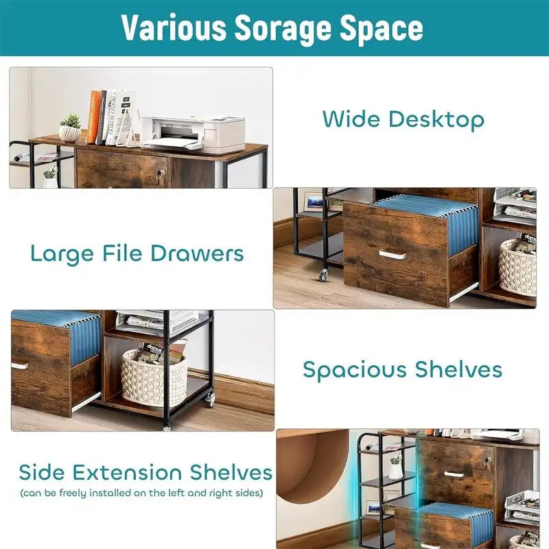 Archivador móvil de 2 cajones con toma de corriente - 15.75D x 43.31W x 29.53H
