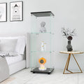 Vitrina de cristal con 3 estantes, vitrinas de curiosidades de una puerta, estantería de cristal negra de pie, instalación rápida