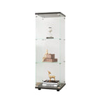 Vitrina de cristal con 3 estantes, vitrinas de curiosidades de una puerta, estantería de cristal negra de pie, instalación rápida