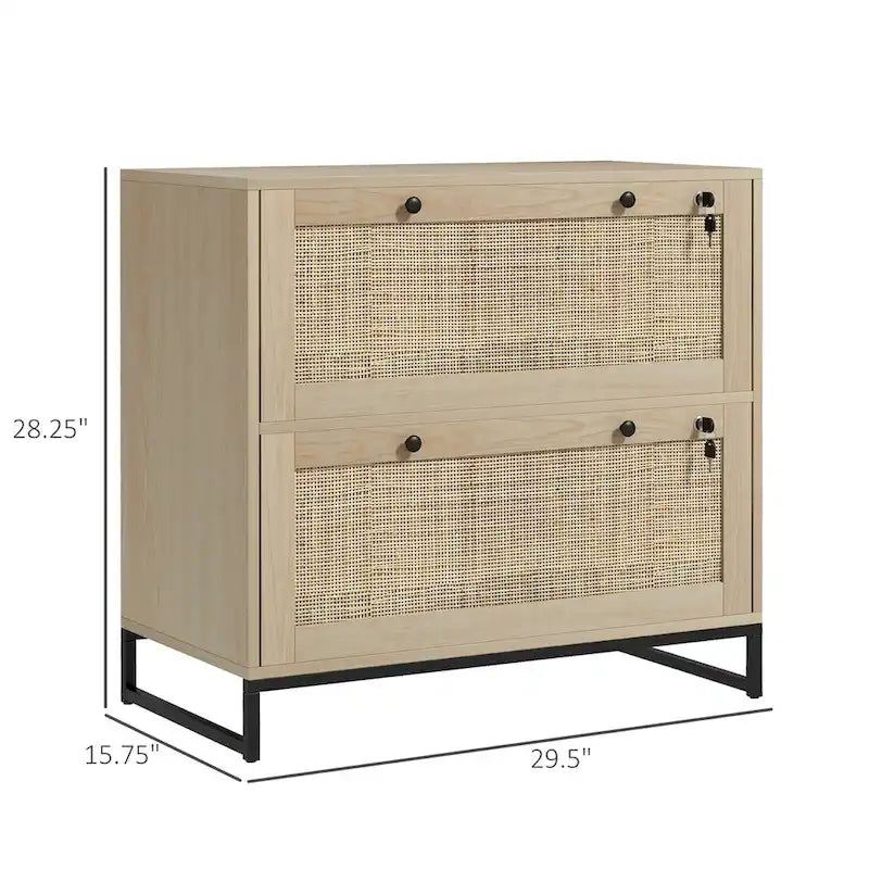 Archivador de 2 cajones con cerradura, llaves y barra colgante ajustable