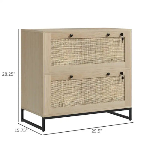 Archivador de 2 cajones con cerradura, llaves y barra colgante ajustable