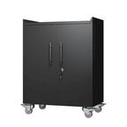 Armarios para herramientas de 2 puertas para garaje, armario de almacenamiento para garaje con cerradura, armario de almacenamiento de metal con ruedas y cerradura