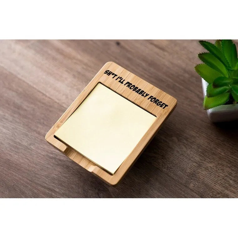 Soporte de bambú ecológico grabado con láser para notas Post-it