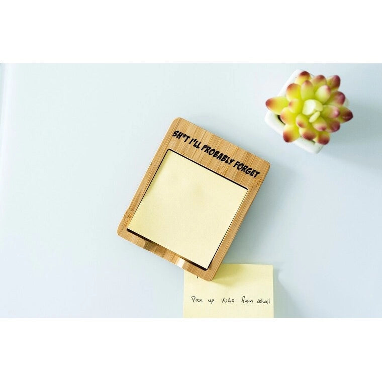 Soporte de bambú ecológico grabado con láser para notas Post-it