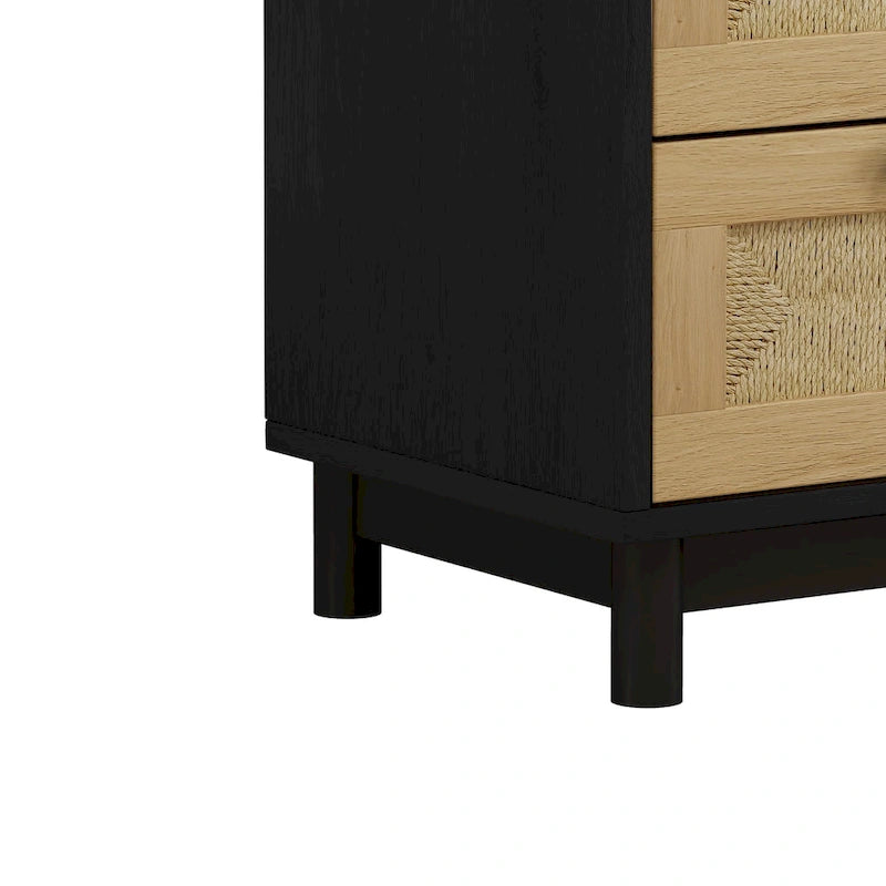 30.313-Armario de almacenamiento con cajones de cuerda tejida, para dormitorio, sala de estar, comedor, pasillos, negro