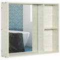 31.5 x 25.5 Gabinete botiquín de baño con espejo, estante de almacenamiento, blanco