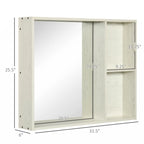 31.5 x 25.5 Gabinete botiquín de baño con espejo, estante de almacenamiento, blanco