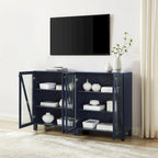 Juego de Muebles para Almacenamiento de Medios - Acabado Azul Marino con Puertas de Vidrio Templado