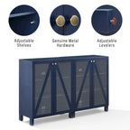 Juego de Muebles para Almacenamiento de Medios - Acabado Azul Marino con Puertas de Vidrio Templado