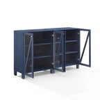 Juego de Muebles para Almacenamiento de Medios - Acabado Azul Marino con Puertas de Vidrio Templado