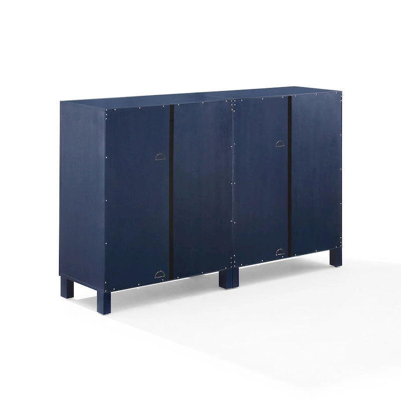 Juego de Muebles para Almacenamiento de Medios - Acabado Azul Marino con Puertas de Vidrio Templado