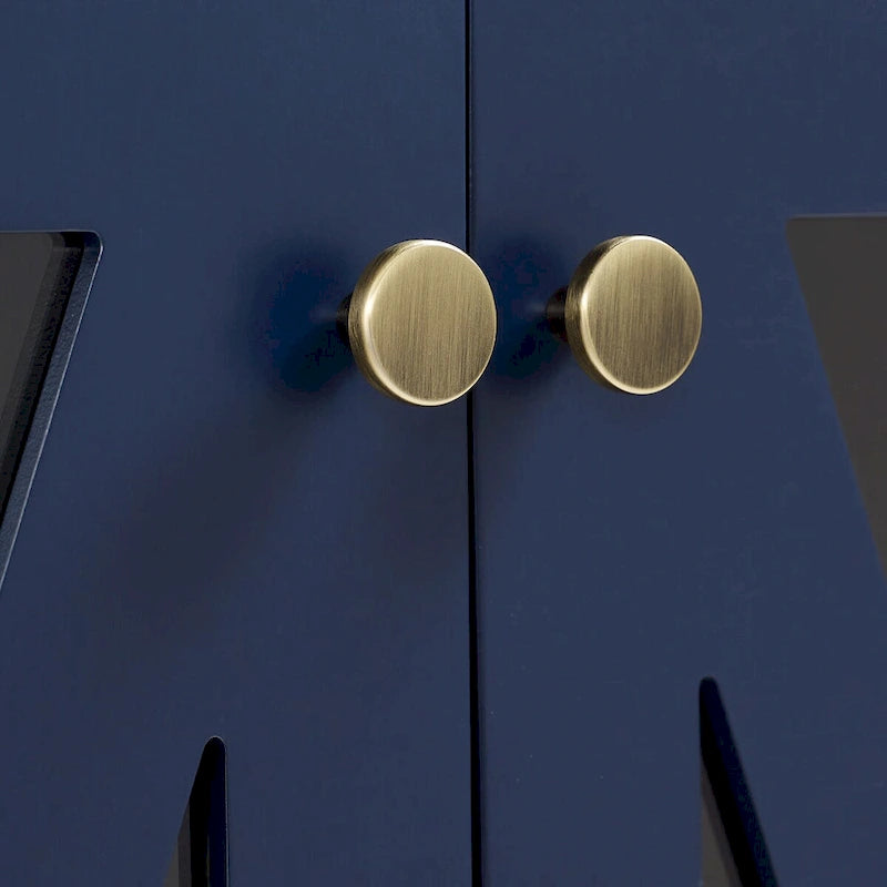 Juego de Muebles para Almacenamiento de Medios - Acabado Azul Marino con Puertas de Vidrio Templado