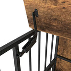 Perrera para perros de hasta 36 kg con bandeja extraíble, caseta para perros de 2 puertas, panel elevable, rotación de 360 grados, 3 alturas de cuencos ajustables