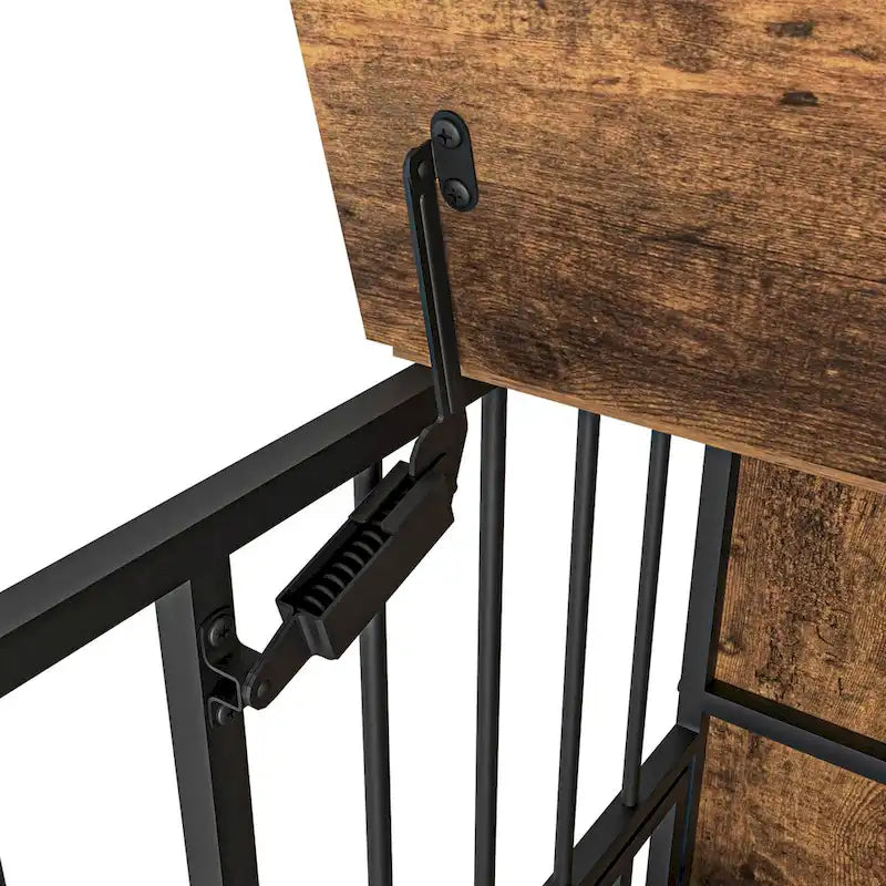 Perrera para perros de hasta 36 kg con bandeja extraíble, caseta para perros de 2 puertas, panel elevable, rotación de 360 grados, 3 alturas de cuencos ajustables