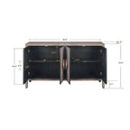 Mueble antiguo de cuatro puertas con chapa de pino y detalles tallados
