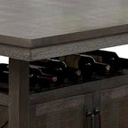 Mesa de altura de mostrador de madera con gabinete y extensión tipo mariposa, gris