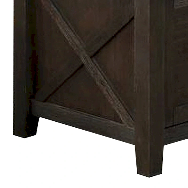 Mesa de altura de mostrador de madera con gabinete y extensión tipo mariposa, gris
