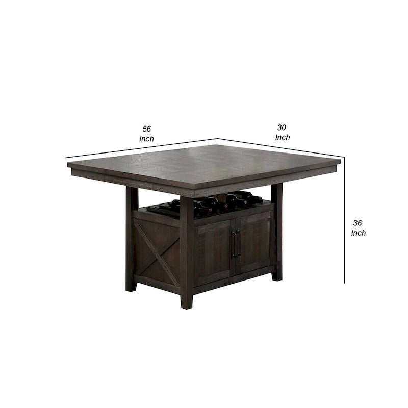 Mesa de altura de mostrador de madera con gabinete y extensión tipo mariposa, gris