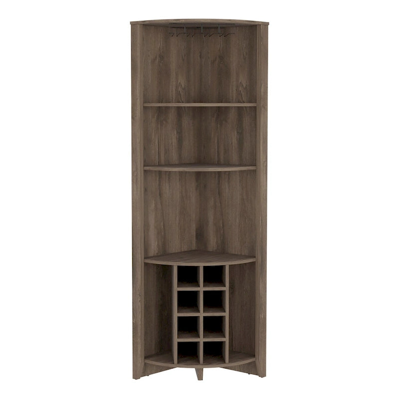 Mueble esquinero para bar para cocina, comedor, sala de estar, marrón oscuro