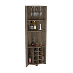 Mueble esquinero para bar para cocina, comedor, sala de estar, marrón oscuro