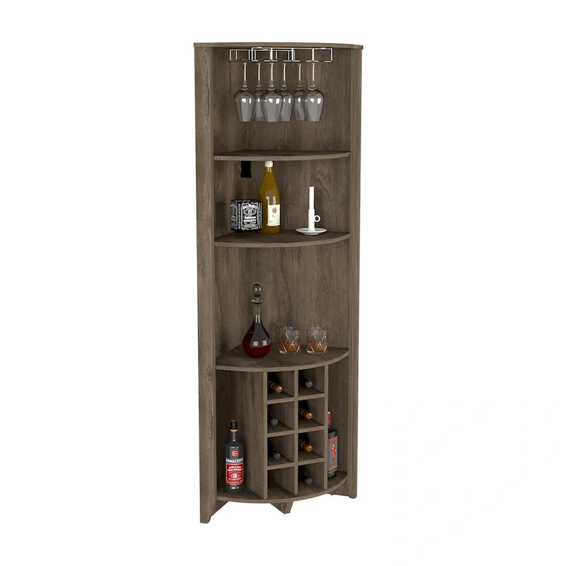 Mueble esquinero para bar para cocina, comedor, sala de estar, marrón oscuro