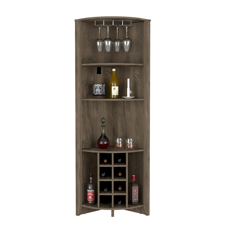 Mueble esquinero para bar para cocina, comedor, sala de estar, marrón oscuro