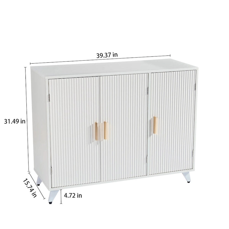 Aparador con mueble buffet de textura ondulada, mueble auxiliar blanco con puerta, estantería moderna para cocina, salón, recibidor