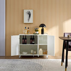 Aparador con mueble buffet de textura ondulada, mueble auxiliar blanco con puerta, estantería moderna para cocina, salón, recibidor