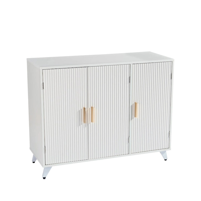 Aparador con mueble buffet de textura ondulada, mueble auxiliar blanco con puerta, estantería moderna para cocina, salón, recibidor