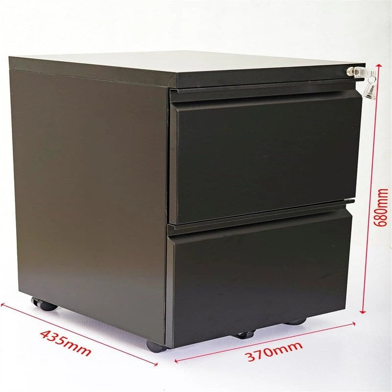 Archivador móvil de 2 cajones con cerradura - 17D x 24W x 15H