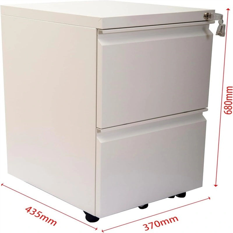 Archivador móvil de 2 cajones con cerradura - 17D x 24W x 15H