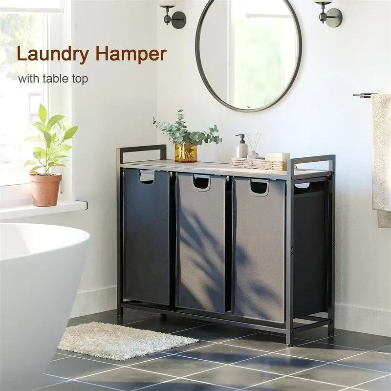 Cesto para la ropa sucia, clasificador de ropa de 3 secciones - 36.2L x 11.81W x 28.45H
