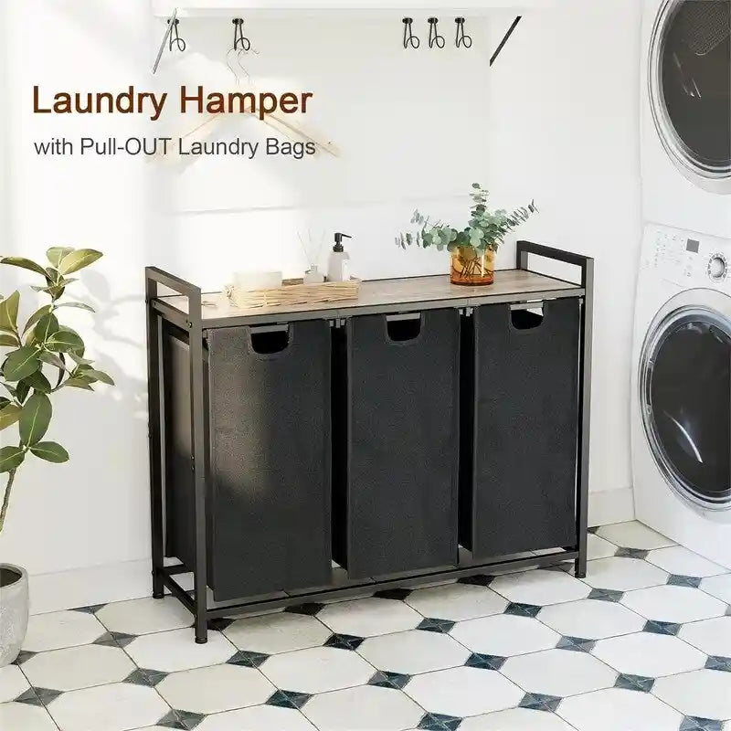 Cesto para la ropa sucia, clasificador de ropa de 3 secciones - 36.2L x 11.81W x 28.45H