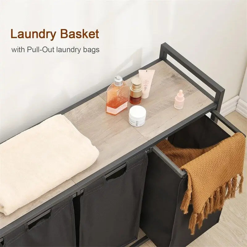 Cesto para la ropa sucia, clasificador de ropa de 3 secciones - 36.2L x 11.81W x 28.45H