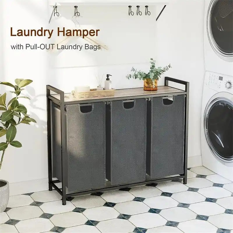 Cesto para la ropa sucia, clasificador de ropa de 3 secciones - 36.2L x 11.81W x 28.45H