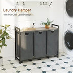 Cesto para la ropa sucia, clasificador de ropa de 3 secciones - 36.2L x 11.81W x 28.45H