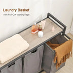 Cesto para la ropa sucia, clasificador de ropa de 3 secciones - 36.2L x 11.81W x 28.45H