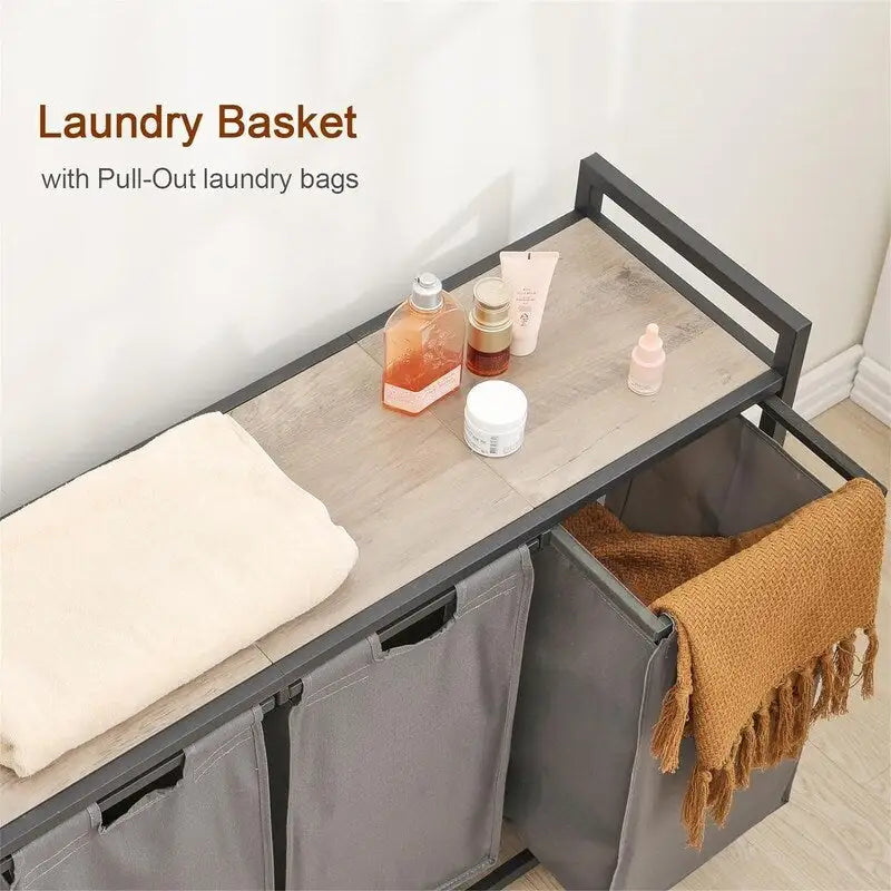 Cesto para la ropa sucia, clasificador de ropa de 3 secciones - 36.2L x 11.81W x 28.45H