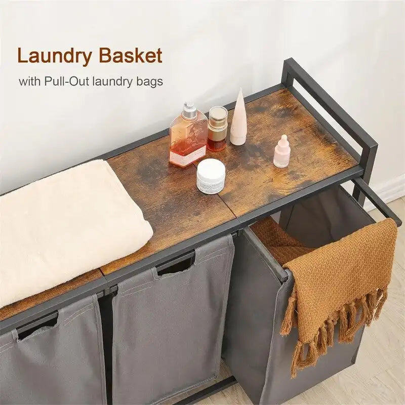 Cesto para la ropa sucia, clasificador de ropa de 3 secciones - 36.2L x 11.81W x 28.45H