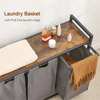 Cesto para la ropa sucia, clasificador de ropa de 3 secciones - 36.2L x 11.81W x 28.45H