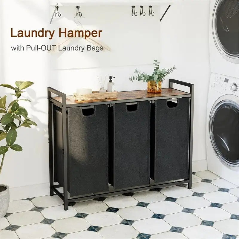 Cesto para la ropa sucia, clasificador de ropa de 3 secciones - 36.2L x 11.81W x 28.45H