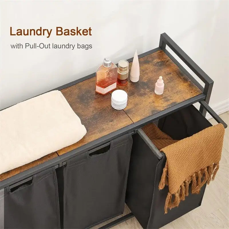 Cesto para la ropa sucia, clasificador de ropa de 3 secciones - 36.2L x 11.81W x 28.45H