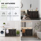 Cesto para la ropa sucia, clasificador de ropa de 3 secciones - 36.2L x 11.81W x 28.45H